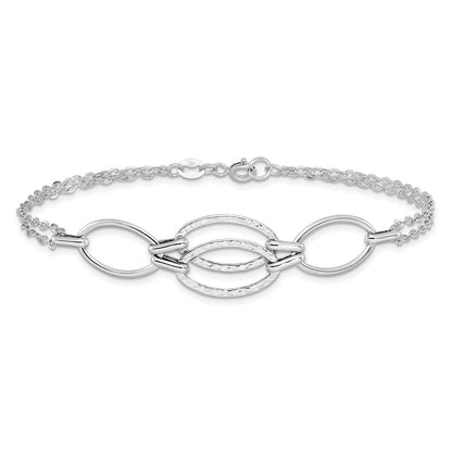 8 Zoll 14K Weißgold Poliert Doppelt Strang Glieder Armband