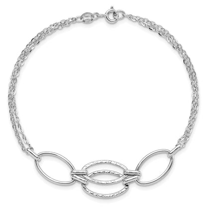8 Zoll 14K Weißgold Poliert Doppelt Strang Glieder Armband
