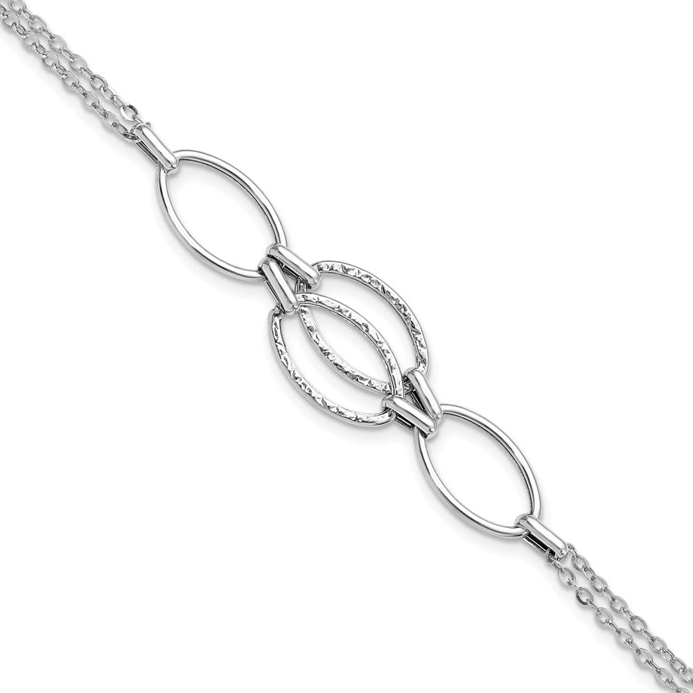 8 Zoll 14K Weißgold Poliert Doppelt Strang Glieder Armband