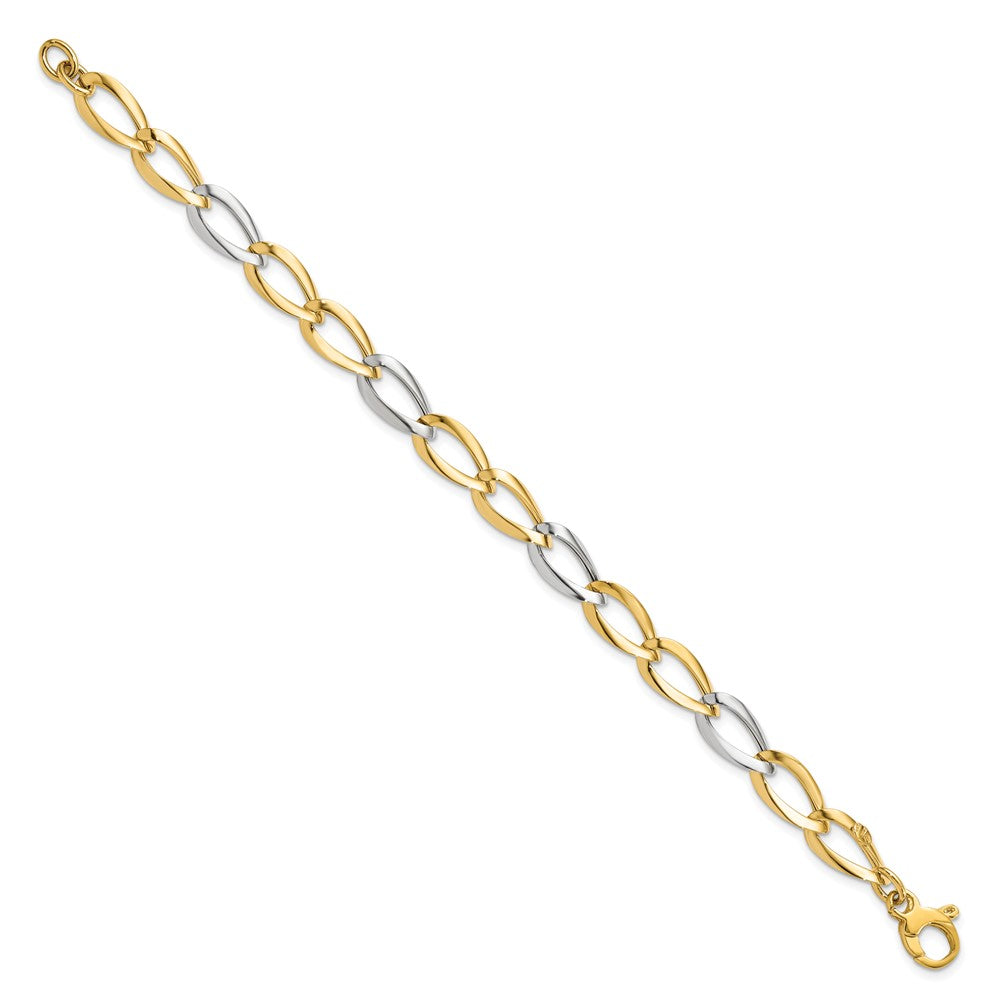 7.5 Zoll 14K Bicolor Poliert Fantasieglieder Armband