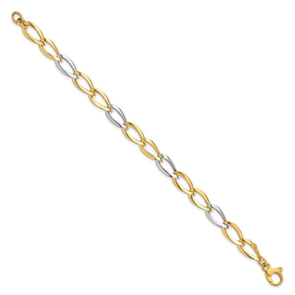 7.5 Zoll 14K Bicolor Poliert Fantasieglieder Armband