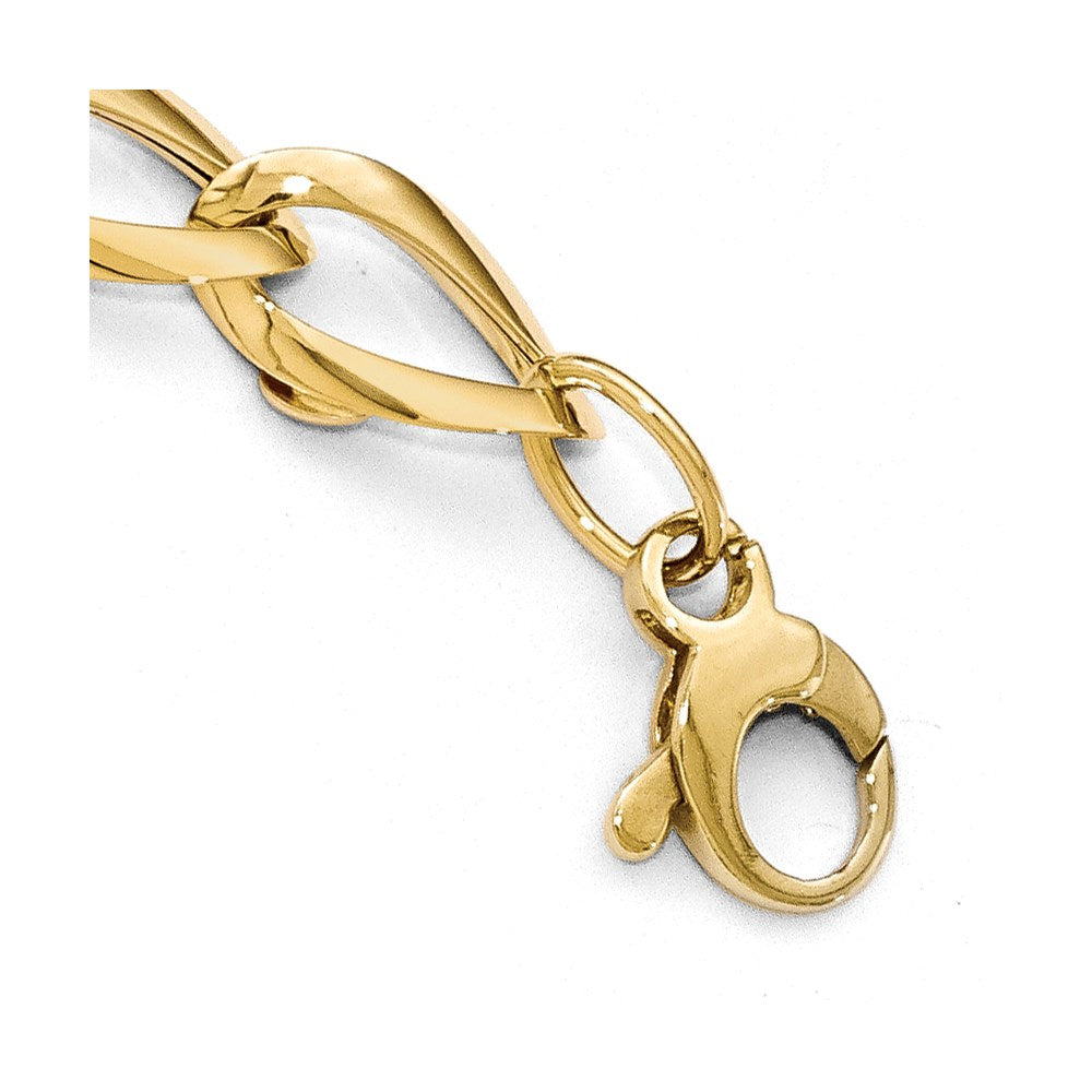 7.5 Zoll 14K Bicolor Poliert Fantasieglieder Armband