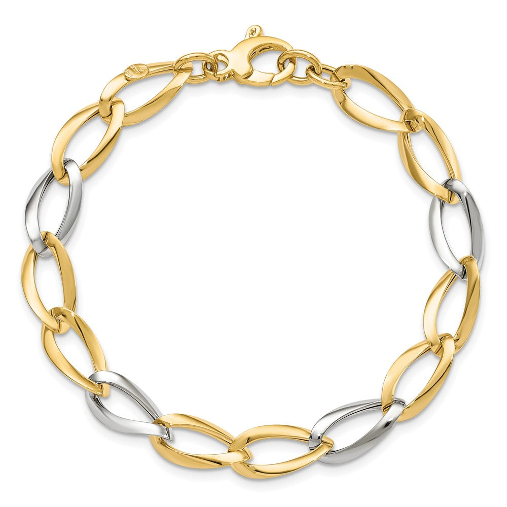 7.5 Zoll 14K Bicolor Poliert Fantasieglieder Armband