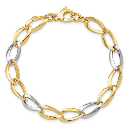 7.5 Zoll 14K Bicolor Poliert Fantasieglieder Armband