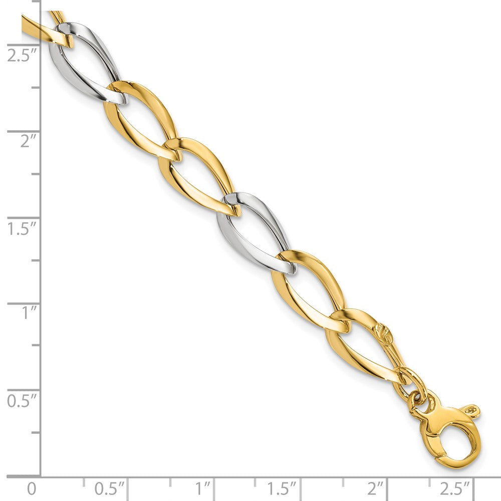 7.5 Zoll 14K Bicolor Poliert Fantasieglieder Armband