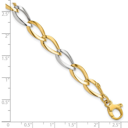 7.5 Zoll 14K Bicolor Poliert Fantasieglieder Armband