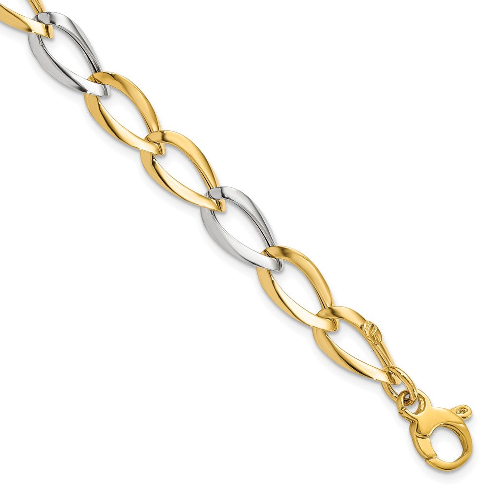 7.5 Zoll 14K Bicolor Poliert Fantasieglieder Armband