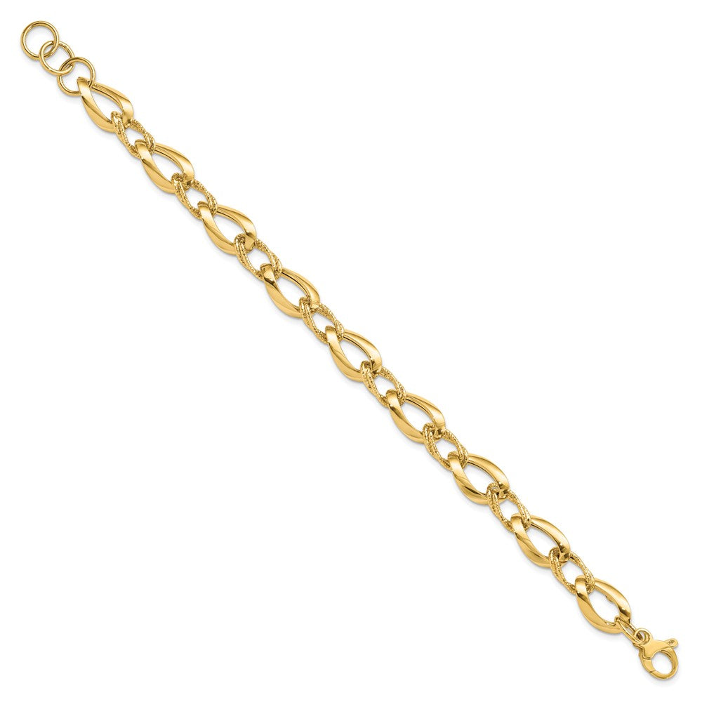 8 Zoll 14K Poliert Diamantiert Fantasieglieder Armband