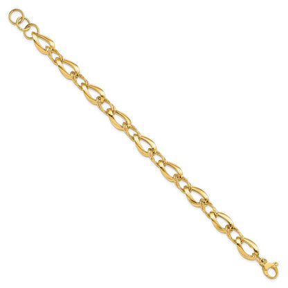 8 Zoll 14K Poliert Diamantiert Fantasieglieder Armband