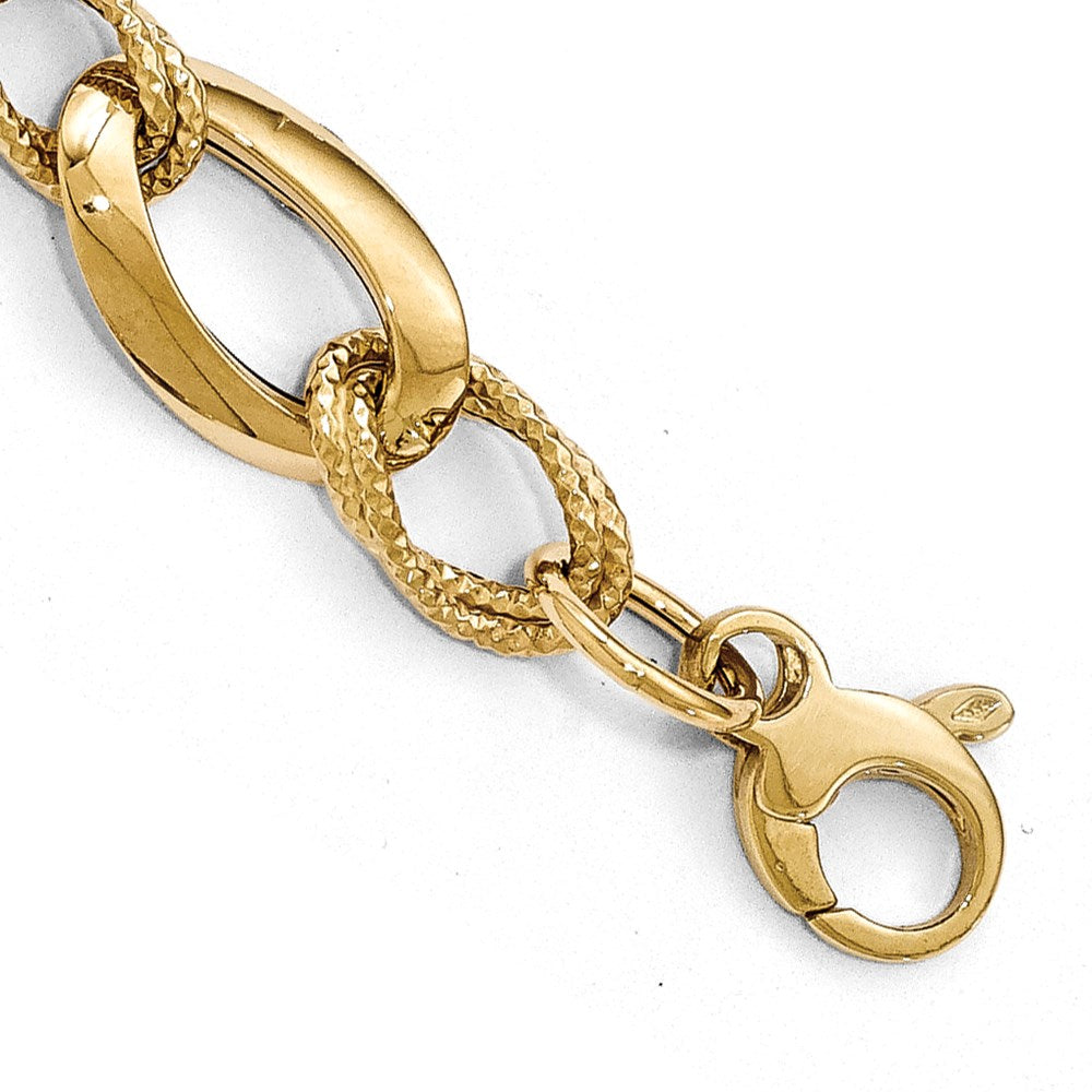 8 Zoll 14K Poliert Diamantiert Fantasieglieder Armband
