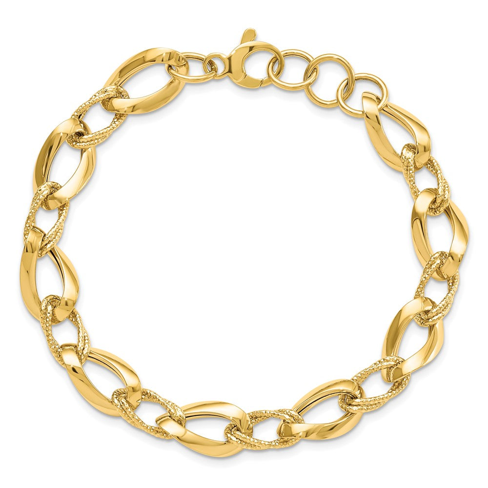 8 Zoll 14K Poliert Diamantiert Fantasieglieder Armband