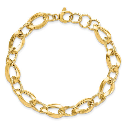 8 Zoll 14K Poliert Diamantiert Fantasieglieder Armband