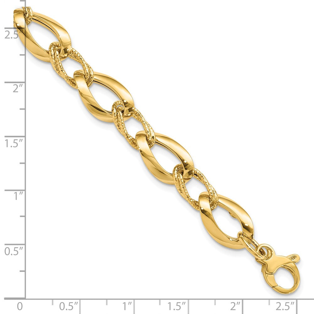 8 Zoll 14K Poliert Diamantiert Fantasieglieder Armband