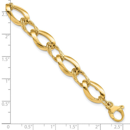 8 Zoll 14K Poliert Diamantiert Fantasieglieder Armband