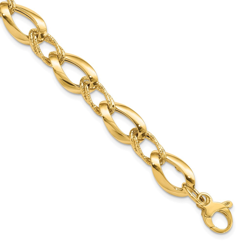 8 Zoll 14K Poliert Diamantiert Fantasieglieder Armband