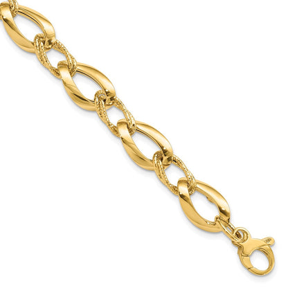 8 Zoll 14K Poliert Diamantiert Fantasieglieder Armband