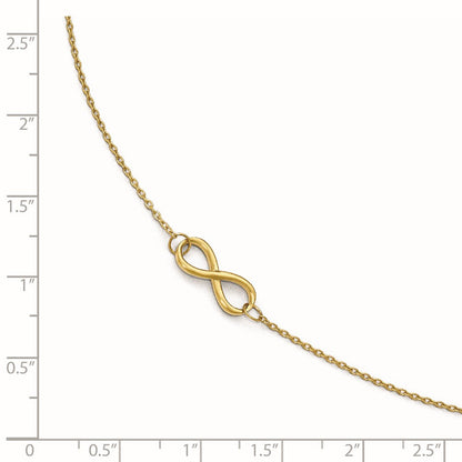 14K Gelbgold Poliert Unendlichkeit mit 1 Zoll Verlängerung. Fußkettchen
