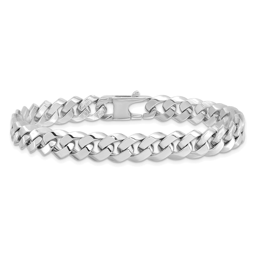 8 Zoll 14K Weißgold 8.5mm Abgeschrägt Panzer Armband