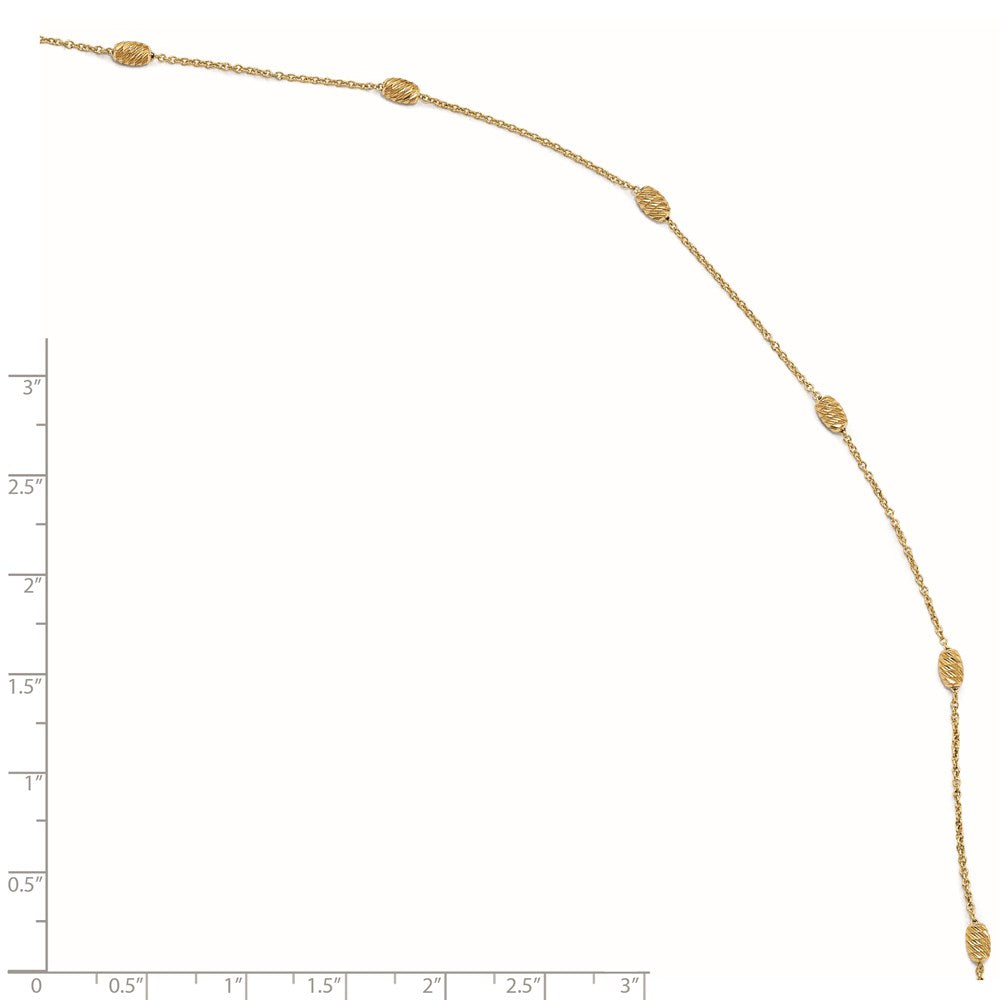 14K Gelbgold Poliert und Diamantiert mit 1 Zoll Verlängerung. Fußkettchen