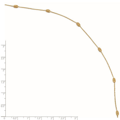 14K Gelbgold Poliert und Diamantiert mit 1 Zoll Verlängerung. Fußkettchen