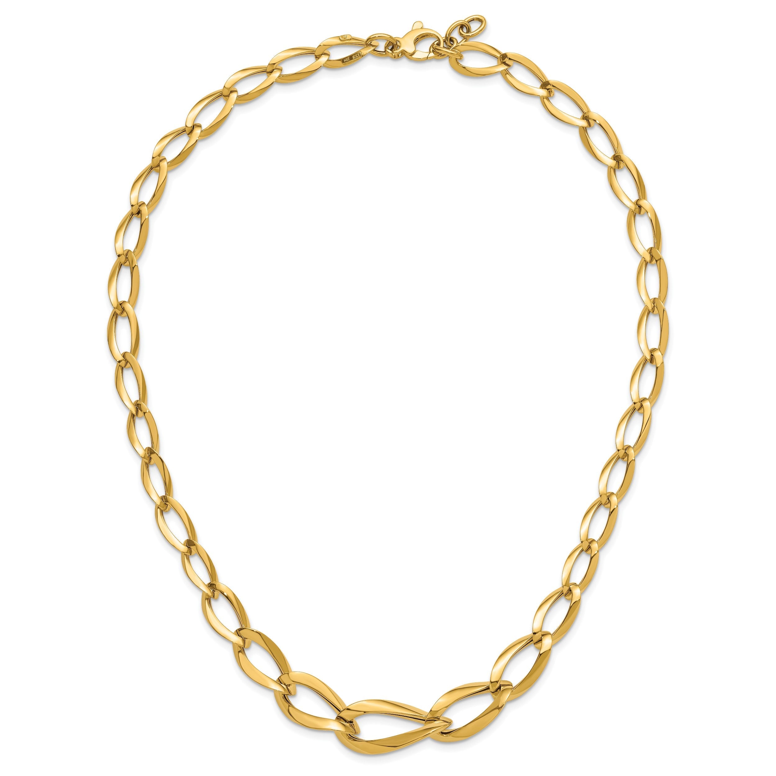 14K Gelbgold Poliert Fantasieglieder Halskette