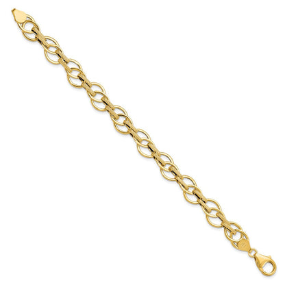 7.5 Zoll 14K Poliert und Strukturiert Fantasieglieder Armband