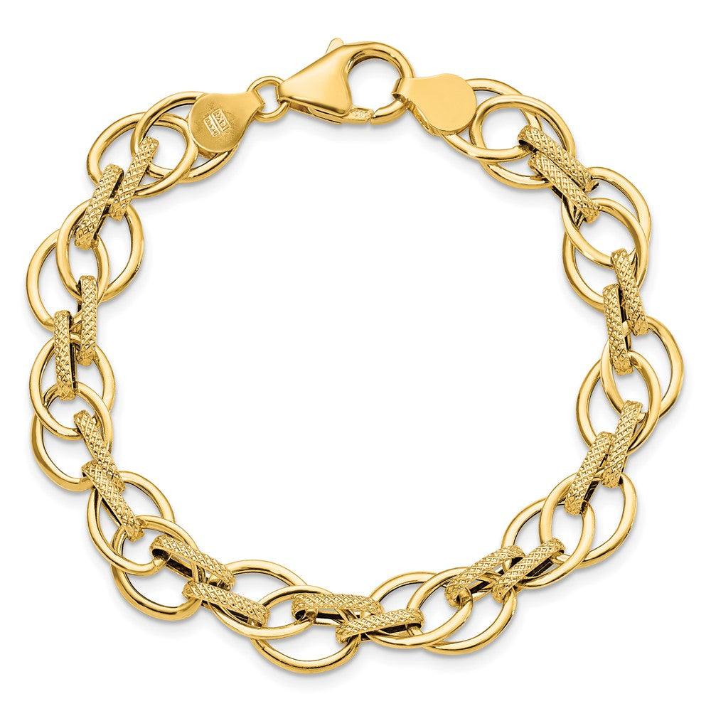 7.5 Zoll 14K Poliert und Strukturiert Fantasieglieder Armband