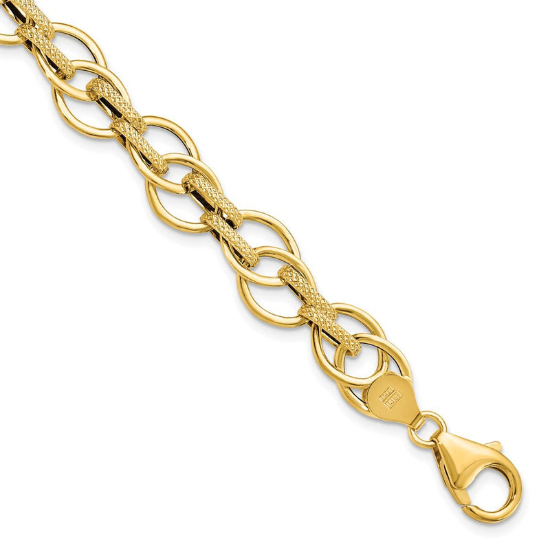 7.5 Zoll 14K Poliert und Strukturiert Fantasieglieder Armband