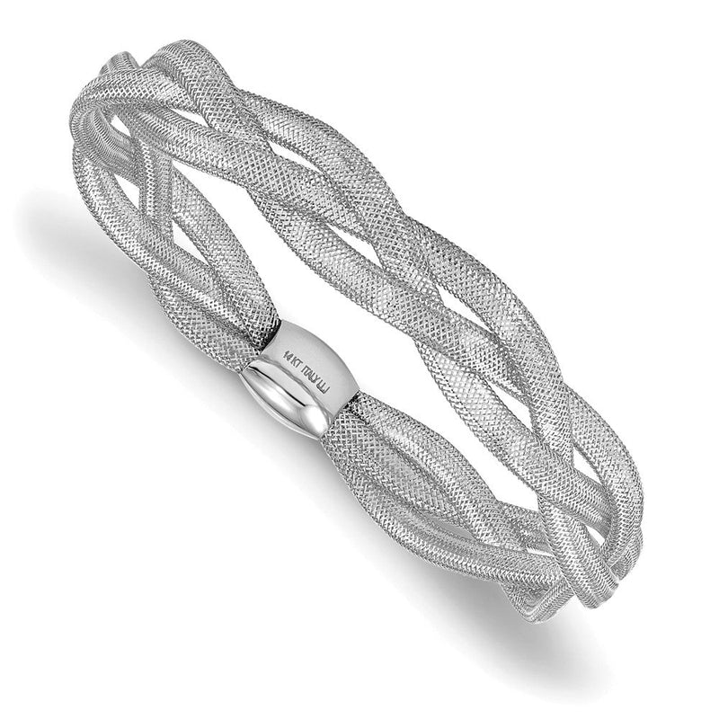 14K Gelb & Rhodium Weiß Beschichtung Fantasie Dehnbar Armreif Armband