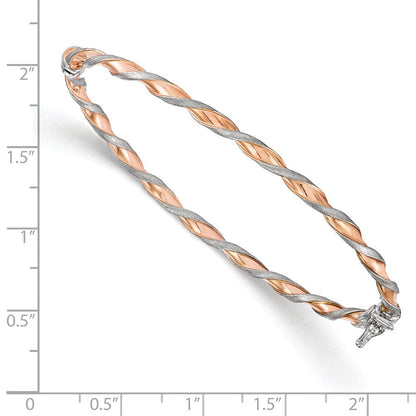 14K Bicolor Weißgold mit Roséfarben Poliert Gedreht Armreif