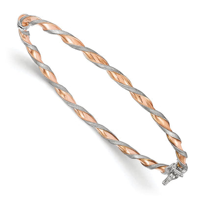 14K Bicolor Weißgold mit Roséfarben Poliert Gedreht Armreif