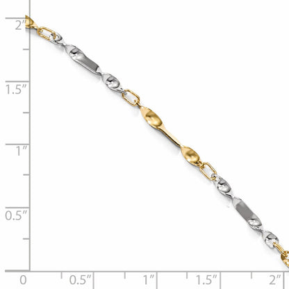 14K Bicolor Poliert Gedreht Glieder Kette Fußkettchen