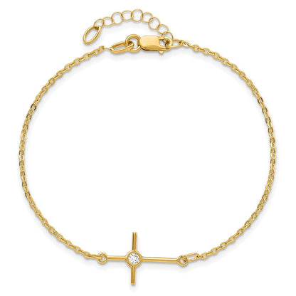 7 Zoll 14K Poliert Zirkonia Kreuz 1 Zoll Verlängerung. Armband
