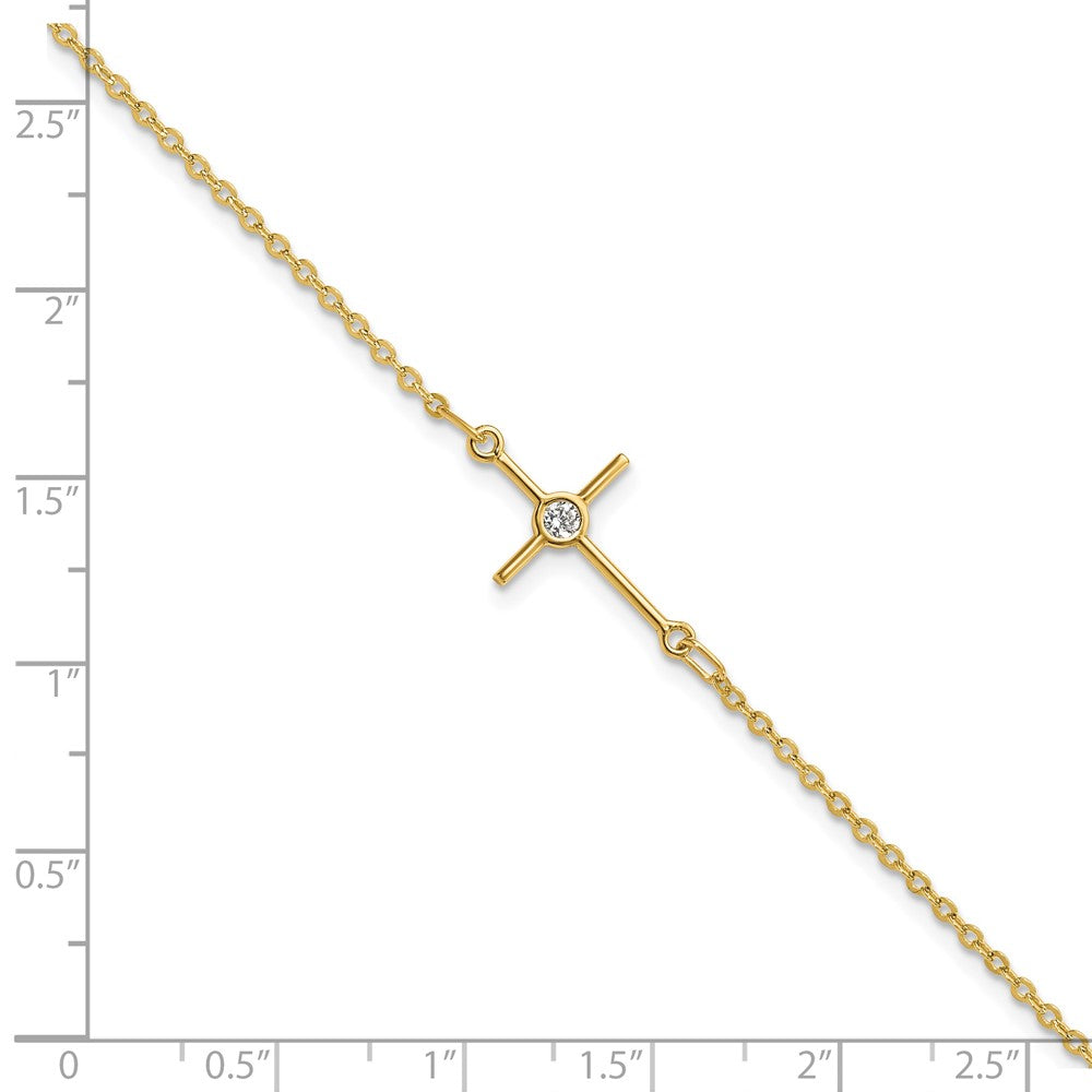 7 Zoll 14K Poliert Zirkonia Kreuz 1 Zoll Verlängerung. Armband
