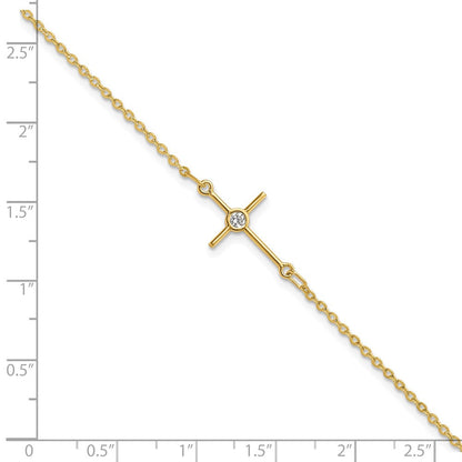 7 Zoll 14K Poliert Zirkonia Kreuz 1 Zoll Verlängerung. Armband
