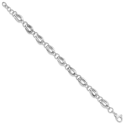 8 Zoll 14K Weißgold Poliert Fantasieglieder Mit.5 Verlängerung Armband