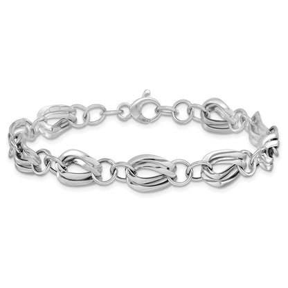 8 Zoll 14K Weißgold Poliert Fantasieglieder Mit.5 Verlängerung Armband
