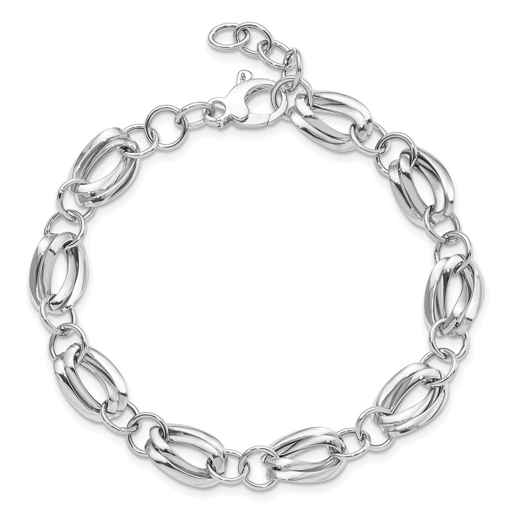 8 Zoll 14K Weißgold Poliert Fantasieglieder Mit.5 Verlängerung Armband