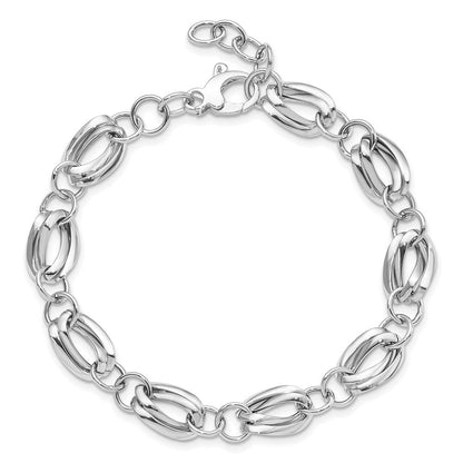 8 Zoll 14K Weißgold Poliert Fantasieglieder Mit.5 Verlängerung Armband