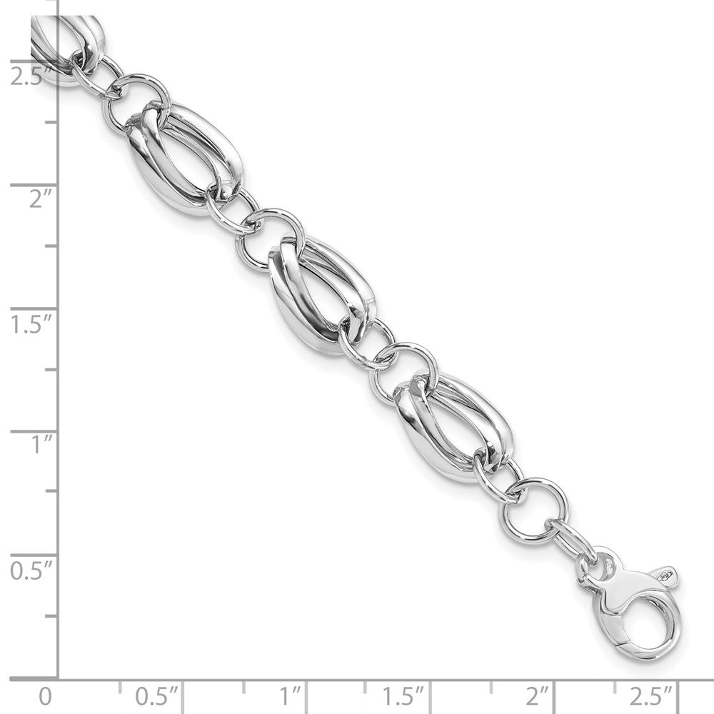 8 Zoll 14K Weißgold Poliert Fantasieglieder Mit.5 Verlängerung Armband