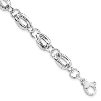 8 Zoll 14K Weißgold Poliert Fantasieglieder Mit.5 Verlängerung Armband