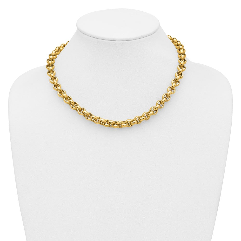 14K Gelbgold Poliert Erbs Glieder Halskette