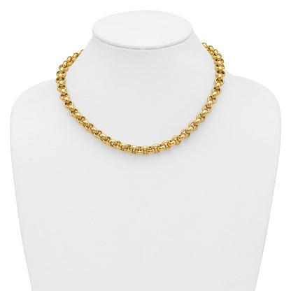 14K Gelbgold Poliert Erbs Glieder Halskette