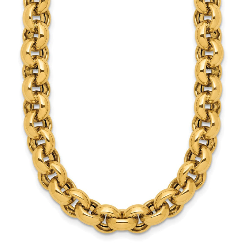 14K Gelbgold Poliert Erbs Glieder Halskette