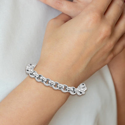 14K Weißgold Poliert Erbs Glieder Gliederarmband
