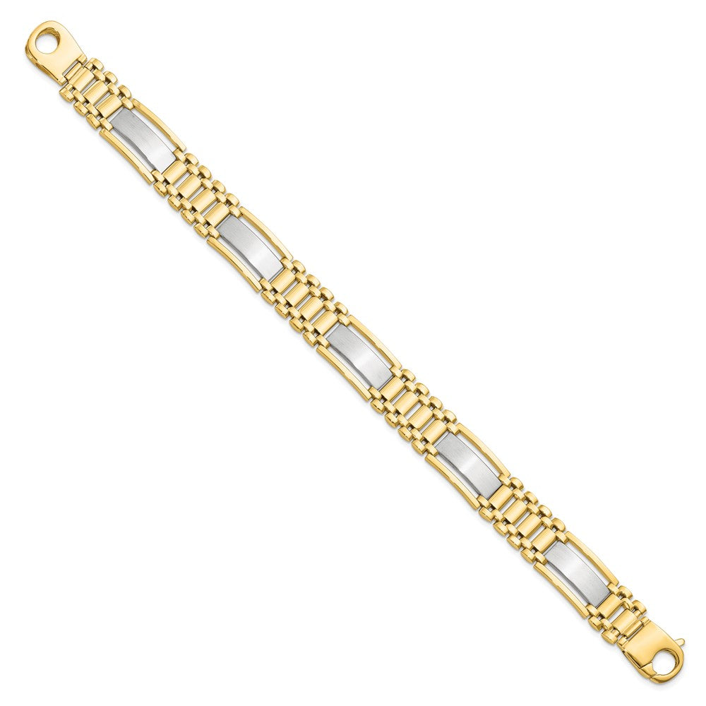 8.5 Zoll 14K Bicolor Poliert und Satiniert Herren Armband