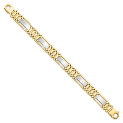 8.5 Zoll 14K Bicolor Poliert und Satiniert Herren Armband