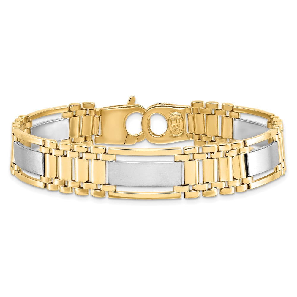 8.5 Zoll 14K Bicolor Poliert und Satiniert Herren Armband