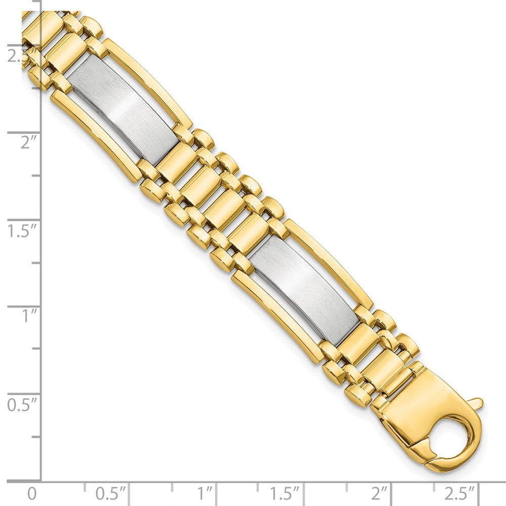 8.5 Zoll 14K Bicolor Poliert und Satiniert Herren Armband