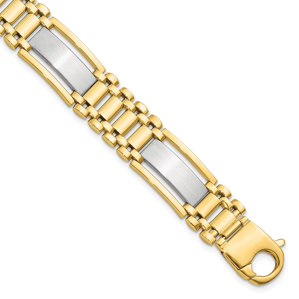 8.5 Zoll 14K Bicolor Poliert und Satiniert Herren Armband